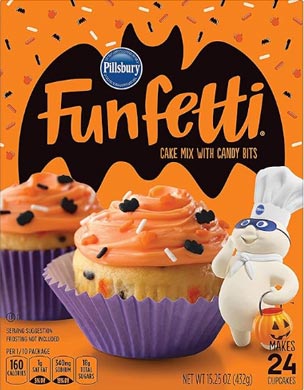 Pillsbury Funfetti Cake Mix with Candy Bits and Funfetti Vanilla Frosting Halloween Theme