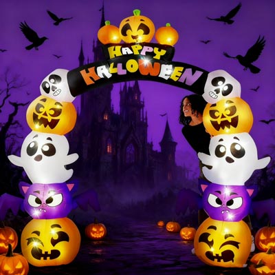 Joyfy 8 ft Halloween Inflatable Pumpkin Archway Outdoor Decoration with Build-in LED Lights,Archway Halloween Blow Up for Yard,Outside Pumpkin Decor for Party,Garden
