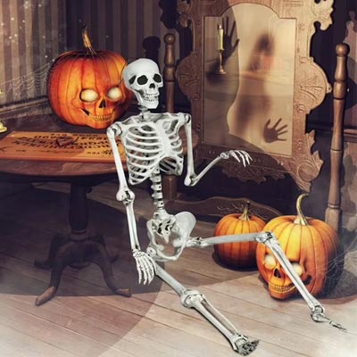Costway 5.4ft Halloween Christmas Skeleton Life Size Realistic Full Body Hanging with Movable Joints 63 Inches