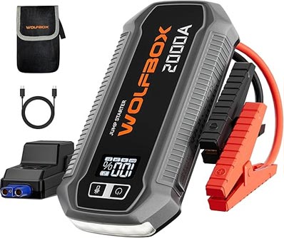 Wolfbox 2000A Jump Starter w/ 30W USB-C PD & USB-A QC 3.0 $26