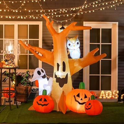 HOMCOM - 7.5' Tall Lighted Halloween Inflatables, Outdoor Decorations, Waterproof, Yard Decor