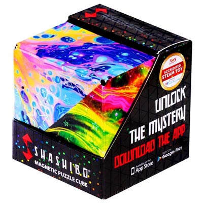 SHASHIBO Shape Shifting Box - Award-Winning Fidget Toy w/ 36 Rare Earth Magnets - Fidget Cube Transforms Into Over 70 Shapes, Sensory Toy Gift for Kids, Teens, and Adults (Cosmos)