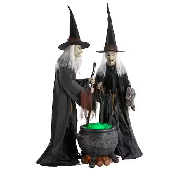 The Home Depot Gruesome Grounds Animated LED Witches Scene