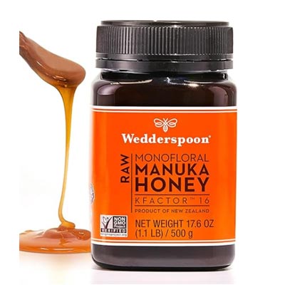 Wedderspoon Raw Premium Manuka Honey, KFactor 16, 17.6 Oz, Unpasteurized, Genuine New Zealand Honey, Traceable from Our Hives to Your Home