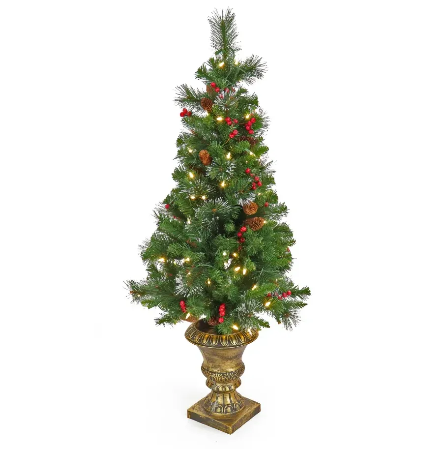 4 ft. Pre-Lit Crestwood Spruce Tree with Warm White LED Lights