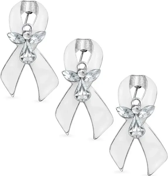 Bling Jewelry Women's Guardian Angel Cancer Awareness Ribbon Brooch Pin 3-Pack