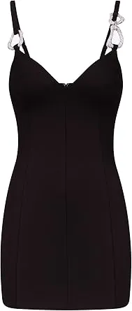 AREA Crystal Link Mini Dress