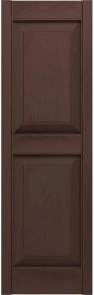 14.75 in. x 31 in. Raised Panel Vinyl Exterior Shutters Pair in Federal Brown