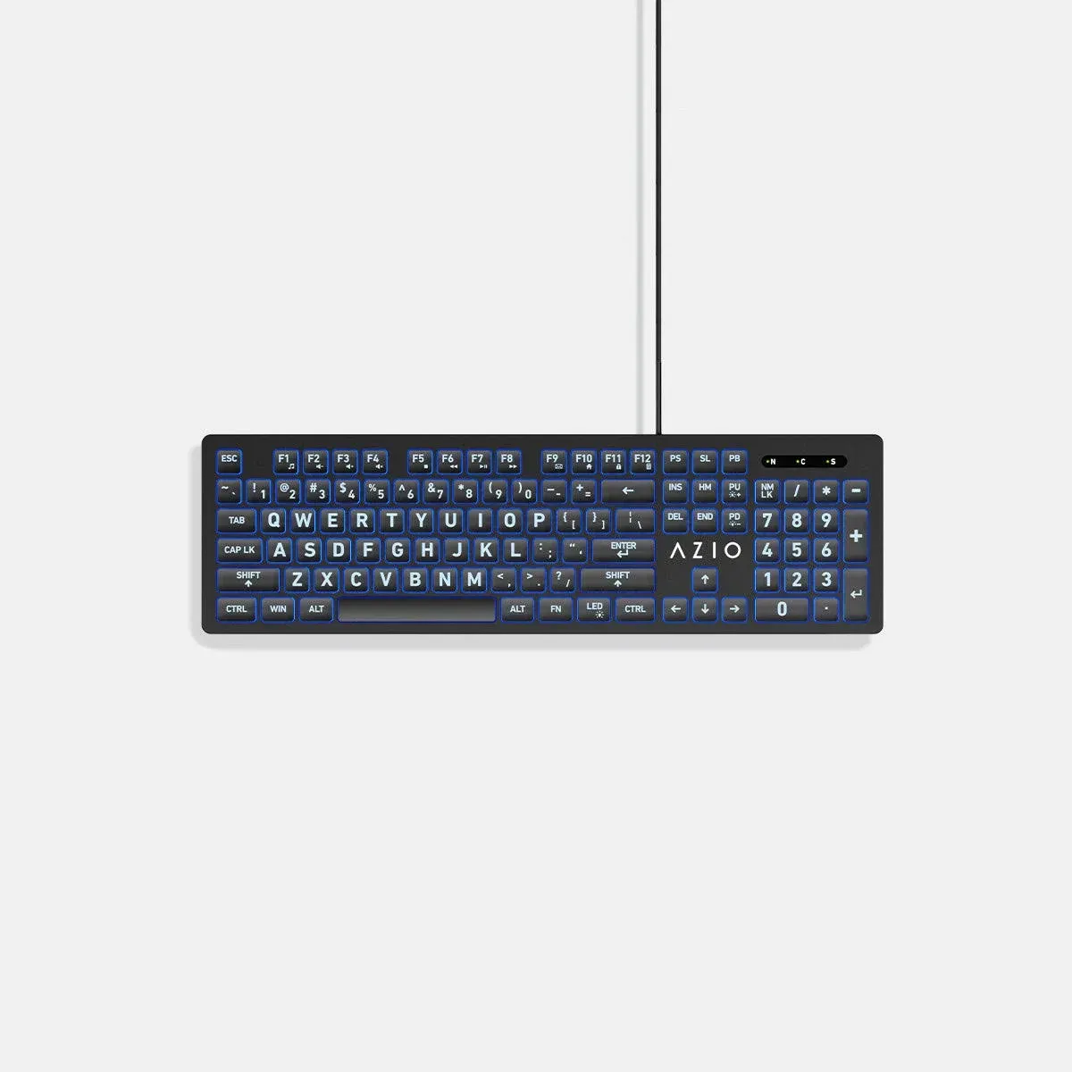 Amazon.com: Azio Large Print Keyboard - USB Computer Keyboard with 3 Interchangeable Backlight Colors (KB505U) : Electronics