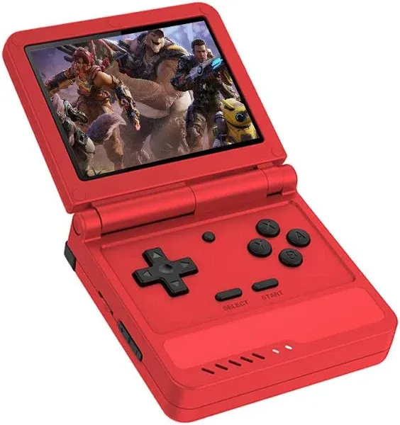 Powkiddy V90S Retro Flip Handheld Game Console 3.5 Inch IPS 3000mAh Foldable Open-Source Linux System Portable Game Player Console Supports 20+ Simulators - White
