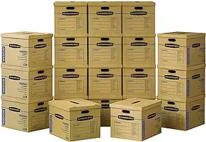 Bankers Box SmoothMove Classic Moving Boxes, No Tape Required, Medium, 20 Pack (8817202)