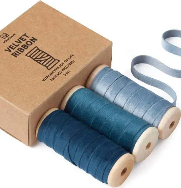 Vitalizart Blue Velvet Ribbon Set