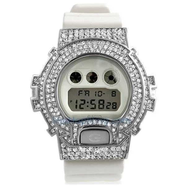 HipHopBling All White CZ Custom G Shock Watch Bling