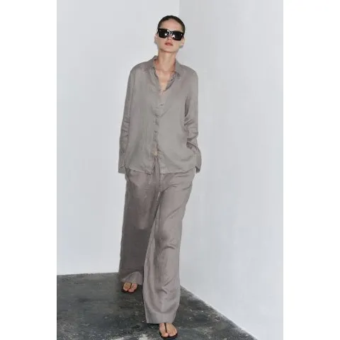 Zara 100% LINEN PALAZZO PANTS ZW COLLECTION
