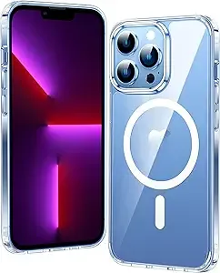 FNTCASE for iPhone 13 Pro-Max Case: Strong Magnetic Anti-Yellowing Slim Clear Case | Military Grade Protective & Shockproof Drop Protection Thin Transparent Phone Cover(Clear)