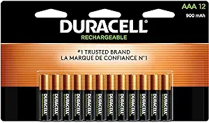 Duracell - Rechargeable AAA Batteries, 12 Count Pack, Long-lasting Power, All-Purpose