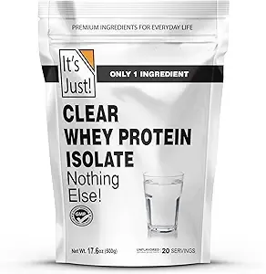 It's Just! - Clear Whey Isolate, WPI-90, Zero Carbs, Protein Powder, 20 Servings, Unflavored/Naturally Sour Taste, 17.6oz (500g)