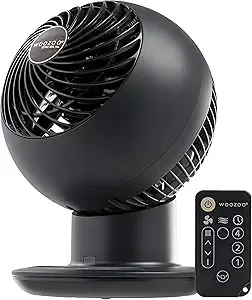 IRIS USA WOOZOO Air Circulator Fan with Remote, Oscillation, 5 Speeds, 82ft Max Air Distance, 90° Adjustable Tilt, 30db Quiet Motor, Small Fan for Bedroom, Office, Dorm, Black
