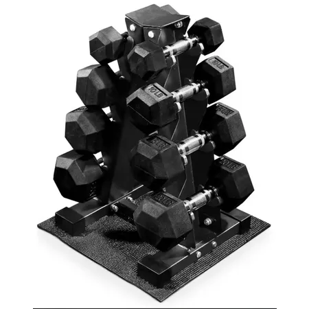 100-Lb BalanceFrom Coated Hex Dumbbell Weight Set w/ Rack $95 + Free S/H