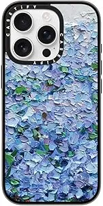 CASETiFY Compact iPhone 16 Pro Case [4 ft. 2X Military Grade Drop Protection/Slim/Lightweight] - Nantucket Blue Hydrangeas - Clear Black
