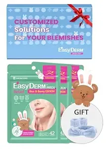 Easyderm Bear& Bunny Pimple Patches - 7,000 PPM Tea Tree Oil(126 Counts), Salicylic Acid, Free Hairband Included - Holiday Gift, Easter Day Gift, Stocking Stuffer for Teens & Women