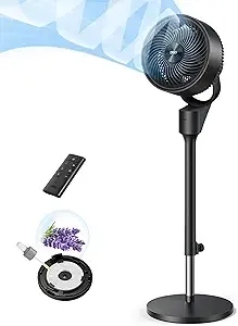 Dreo Fan for Bedroom, 80° Oscillating Standing Fan, 25dB Quiet, 80ft Pedestal Fans for Home Office, 90° Manual Vertical, 3 Speeds, Remote, 34-41" Adjustable Height, Air Circulator