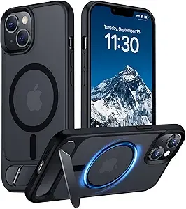 Temdan Magnetic Compatible with iPhone 14 Case/iPhone 13 Case,[Built-in Invisible Kickstand][Compatible with MagSafe][Military Grade Shockproof] Slim Translucent Matte Phone Case for iPhone 14/13 6.1"