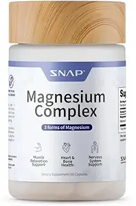 Snap Supplements 3-in-1 Magnesium Complex Supplement, Magnesium Bisglycinate, Oxide, Citrate, Triple Magnesium Complex, 60 Capsules