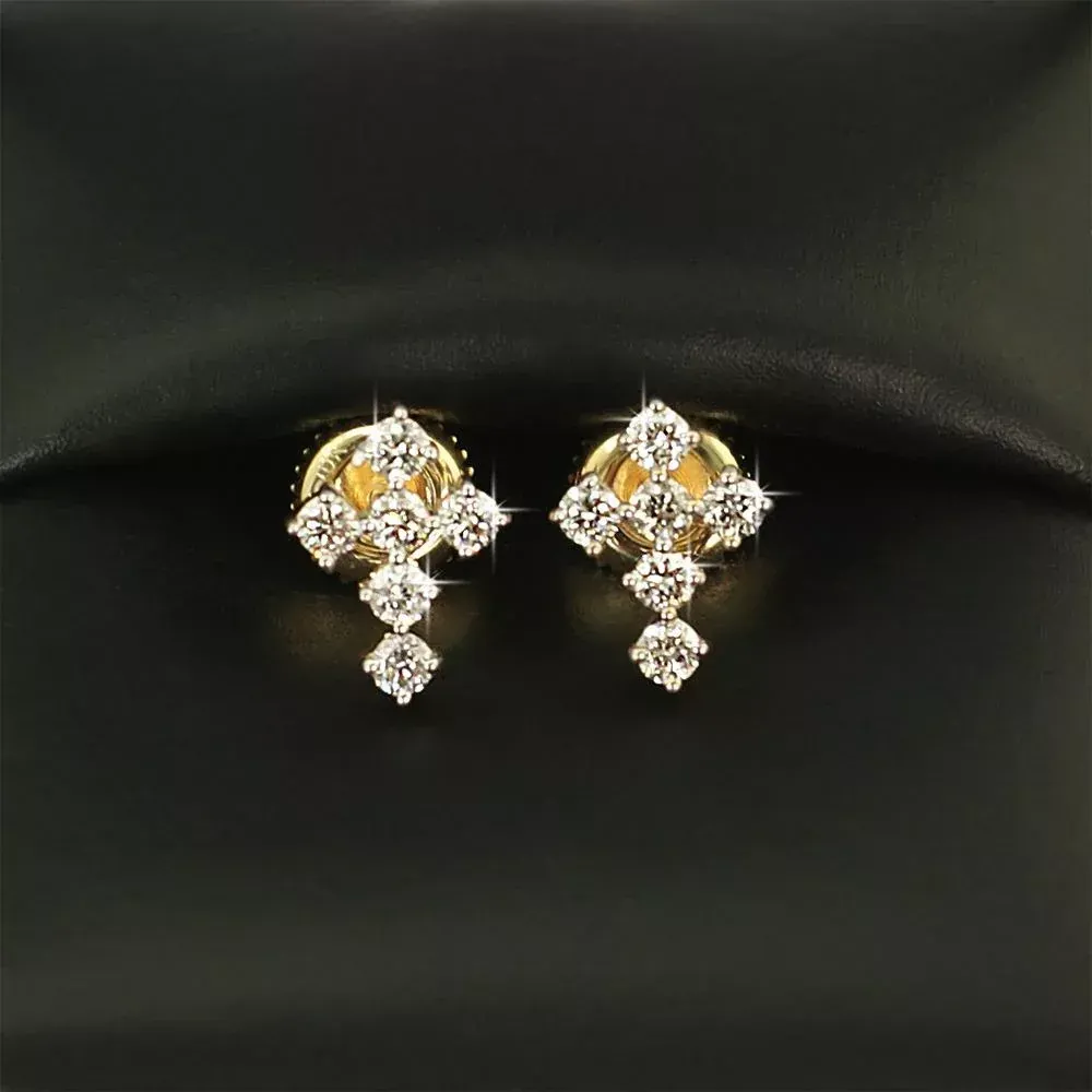 HipHopBling Tennis Cross Diamond Earrings .41cttw 10K Yellow Gold