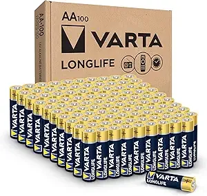 VARTA Longlife AA Batteries (100 Pack), Alkaline Triple A Battery