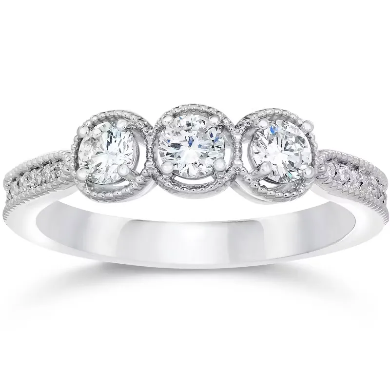 Bliss Diamond 1/2 Carat Round Diamond Engagement Ring in 10K White Gold
