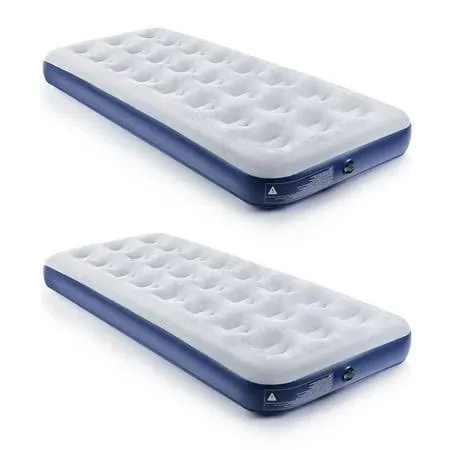 Qdh Camping Air Mattress Inflatable Air Bed Flocked Surface Travel Bed Sleeping Pad Air Bed for Outdoor Camping Tent Guest Travelling, Blue