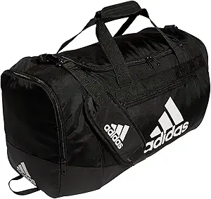 adidas Unisex Adult Defender 4.0 Duffel, Durable Athletic Sports Gym Travel Bag for Men and Women, Black/White, Medium (66L)