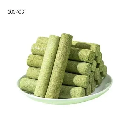 Gekupem 10-100x Cat Grass Sticks Pet Snacks Cat Food for Cats of All Ages Teeth Clean- K8e1, Green