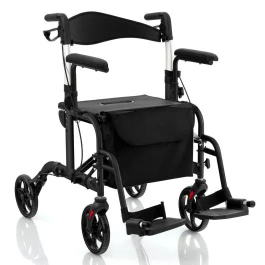 Costway Folding Rollator Walker with Seat and Wheels Supports up to 300 lbs