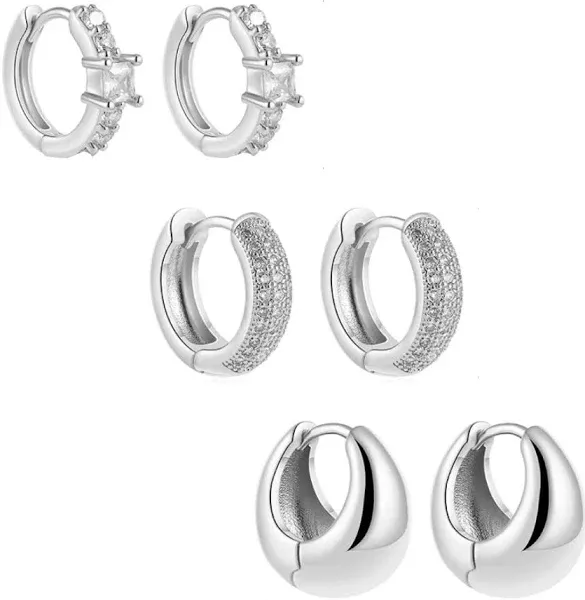 Hollywood Sensation Dainty Huggie Hoop Earrings (3 Pairs)