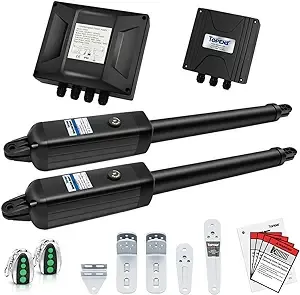 TOPENS A8132 Dual Swing Gate Opener Heavy Duty Automatic Gate Motor for Double Swing Gates Up to 18ft per Arm, Electric Driveway Gate Operator AC Powered with Remote Control Kit Solar Compatible