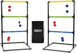 GoSports Ladder Toss Indoor & Outdoor Game Set with 6 Soft Rubber Bolo Balls and Travel Carrying Case, Classic