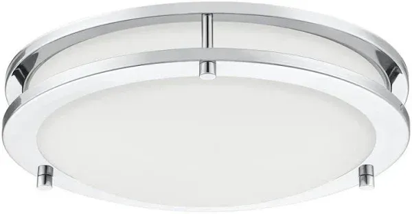 Flaxmere 14 in. Modern Brushed Nickel Selectable CCT Integrated LED Flush Mount for Kitchens