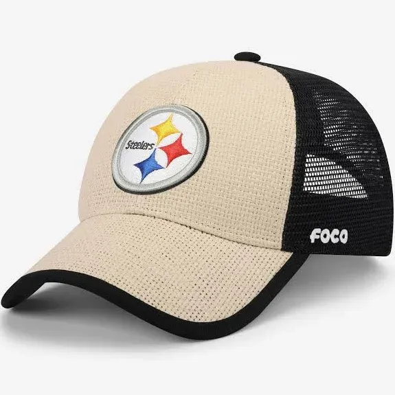 FOCO Pittsburgh Steelers Straw Trucker Cap