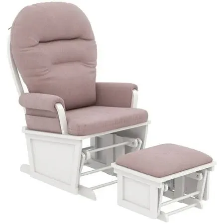 HOMCOM Nursery Glider Rocking Chair with Ottoman, Thick Padded Cushion Seating and Wood Base